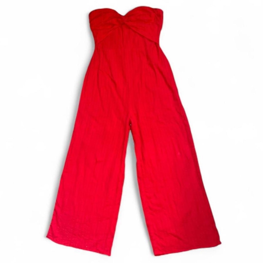 Sadie & Sage Red Strapless Wide Leg Jumpsuit Size Small